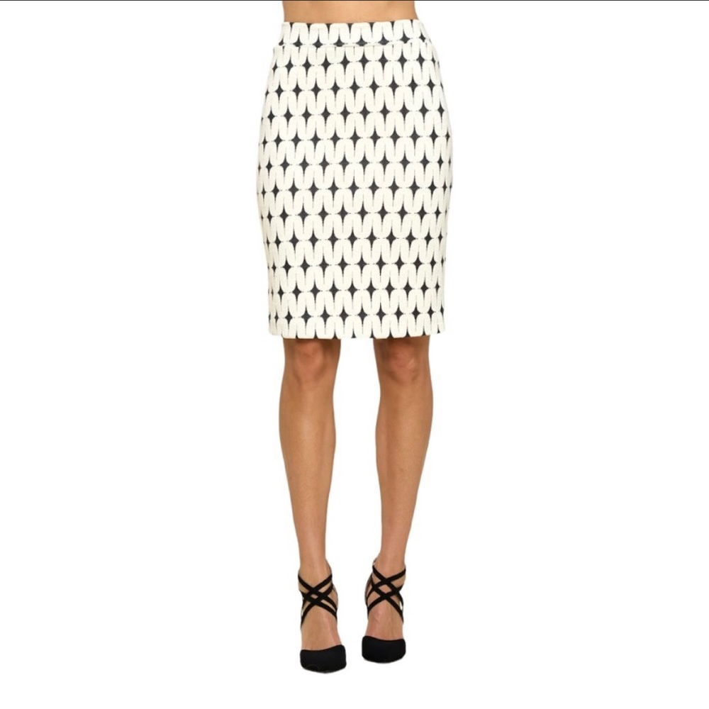 Renee C Pencil Skirt Black and White Pattern